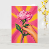 Pfingstrosen-Popart-Papierwaren Karte (Gelbe Blume)