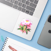 Pfingstrosen-Punkt-Mosaik-Blume Aufkleber (Laptop mit iPhone)
