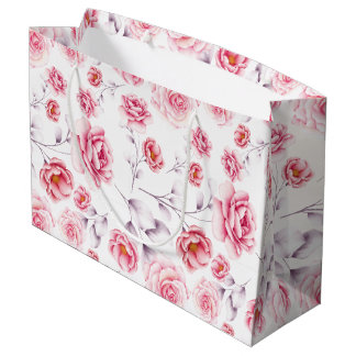 Pfingstrosen-Rosa-Blumen-Botanik-Zeichnung Vintage Große Geschenktüte
