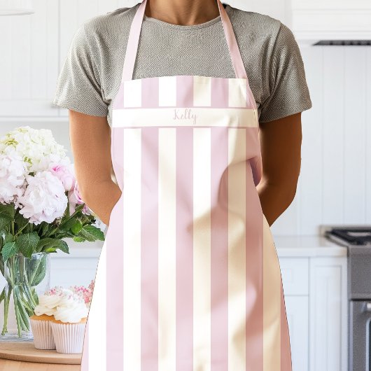 Pfingstrosen-Rosa Candy Stripe Schürze