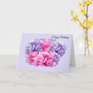 Pfingstrosen Rosa und Lila Geburtstagskarte Karte