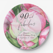 Pfingstrosen Rosen 90. Geburtstagsfeier Pappteller (Vorderseite)