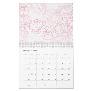 Pfingstrosen Skizze Zarte Blume Hübsche Floral Kalender