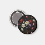 Pfingstrosen-Sträußchen Barock-Stillleben Magnet (Vorderseite/Rückseite)