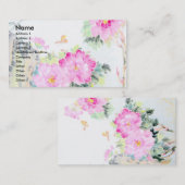 Pfingstrosen u. Schmetterlinge/Malerei-Entwurf Visitenkarte (Vorne/Hinten)