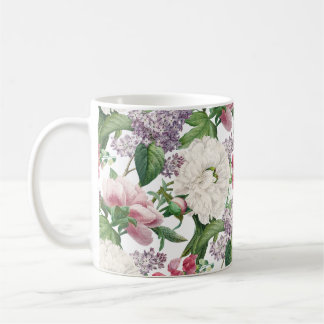 Pfingstrosen- und Flieder-Blumengarten-Wasserfarbm Kaffeetasse