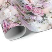 Pfingstrosen und Kirschblüten in sanftem Gradiente Geschenkpapier (Rolleneckpunkt)