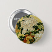 Pfingstrosen und Schmetterling Button (Vorne & Hinten)