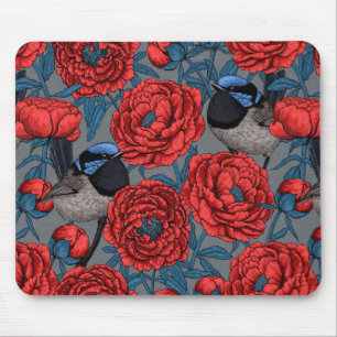 Pfingstrosen und Zaunkönige Mousepad