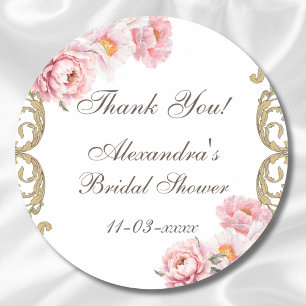 Pfingstrosen-Vintage-Blumen-Braut-Thank-You Runder Aufkleber