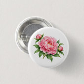 Pfingstrosen-Wasserfarbe Button (Vorne & Hinten)