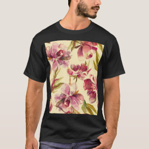 Pfingstrosen-Wasserfarbe: Nahtloser Hintergrund Bl T-Shirt