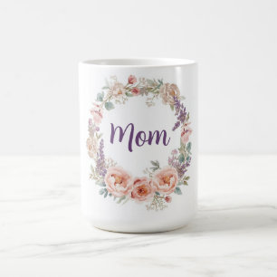 Pfingstrosen-Wasserfarben-Blumenkranz Muttertag Kaffeetasse