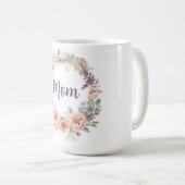 Pfingstrosen-Wasserfarben-Blumenkranz Muttertag Kaffeetasse (VorderseiteRechts)