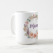Pfingstrosen-Wasserfarben-Blumenkranz Muttertag Kaffeetasse (Vorderseite Links)