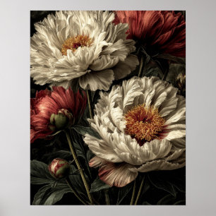 Pfingstrosen-Wildblumen Poster