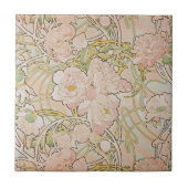Pfingstrosenblumen Alphonse Mucha Fliese (Vorderseite)