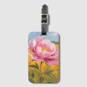 Pfingstrosenblüte   Rosa Blumenfeld Aquarell Gepäckanhänger