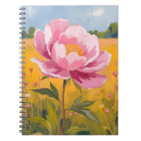 Pfingstrosenblüte | Rosa Blumenfeld Aquarell