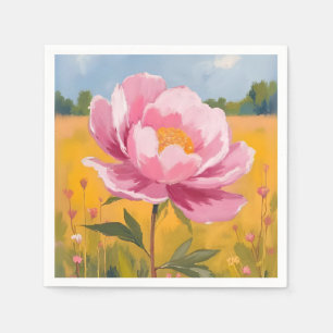 Pfingstrosenblüte Rosa Blumenfeld Wasserfarbe Serviette