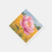 Pfingstrosenblüte | Rosa Blumenfeld Wasserfarbe Serviette (Ecke)