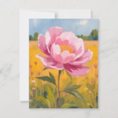 Pfingstrosenblüte | Rosa Blumenfeld Wasserfarbenka (Vorderseite)