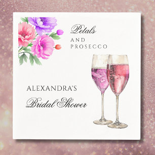 Pfingstrosenblüten und Prosecco Brautparty Serviette