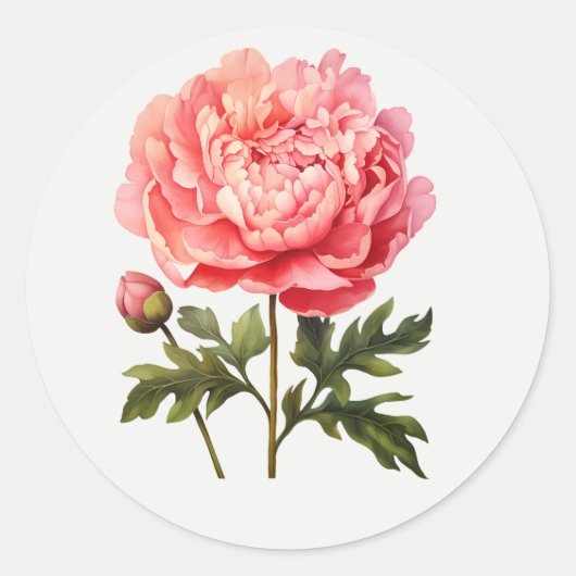 Pfingstrosengarten-Blumen-Floralkunst Runder Aufkleber (Vorderseite)