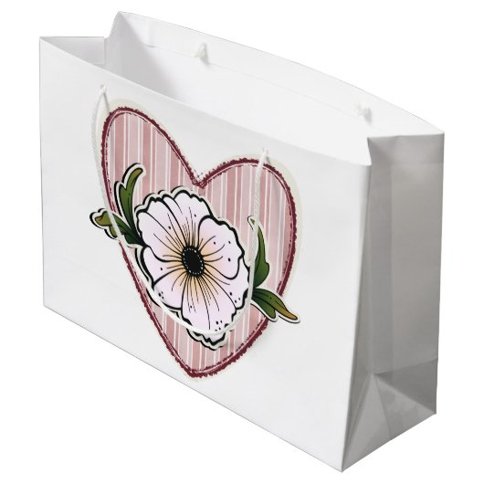 Pfingstrosenherz Große Geschenktüte (Rückseite Schrägansicht)