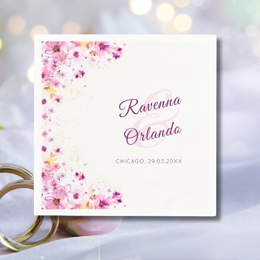 Pfingstrosenrose Romantik Kunst Hochzeit Serviette