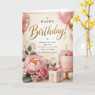 Pfingstrosentorte zum Geburtstag Grußkarte Karte