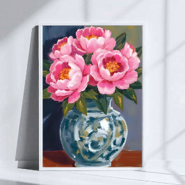 Pfingstrosenvase | Pfingstrosen Wasserfarbe Rosa B Poster