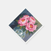 Pfingstrosenvase | Pfingstrosen Wasserfarbe Rosa B Serviette (Ecke)