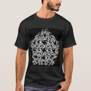 Pfingstweiß-Curlicon auf Schwarz T-Shirt