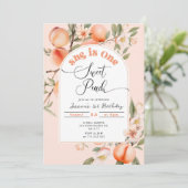 Pfirsich 1. Geburtstag einladen. Ein Süßpfirsich Einladung (Stehend Vorderseite)