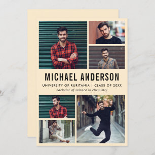 Pfirsich 6 Foto Chalkboard Graduation Party Einladung