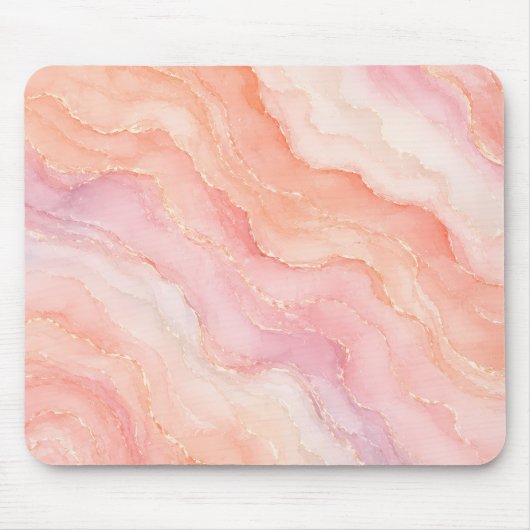 Pfirsich-Achat | Hübsche weiche pastellfarbene Was Mousepad (Vorne)