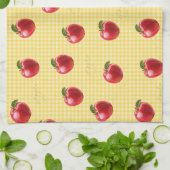 Pfirsich Apfel Gingham Geschirrtuch (Gefaltet)