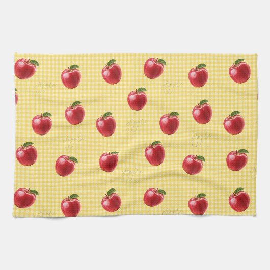 Pfirsich Apfel Gingham Geschirrtuch (Horizontal)