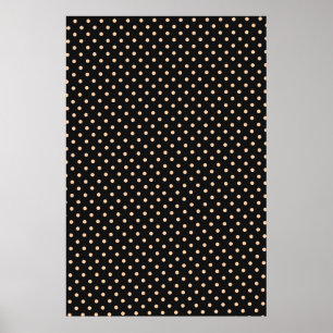 Pfirsich-Aprikosen-Polka-Punkte auf schwarzem Hint Poster