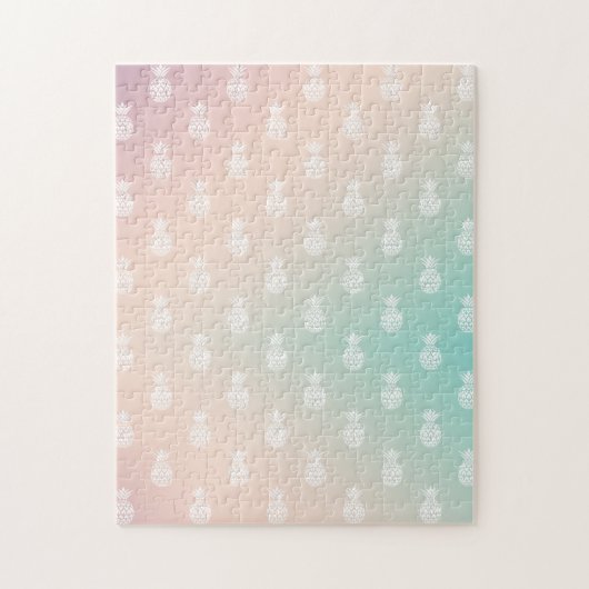 Pfirsich Aqua Gefärbte Krawatte Tropische Ananas Puzzle (Vertikal)