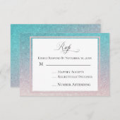 *~* Pfirsich + Aquamariner Glitzer Strand AR4 Hoch RSVP Karte (Vorne/Hinten)