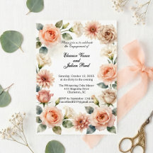 Pfirsich-Aquarell-Blumen-Botanische-Hochzeitsfeier