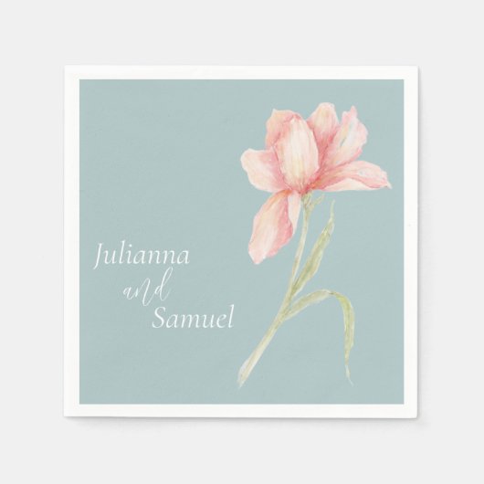 Pfirsich-Aquarell-Blumen Serviette (Vorderseite)