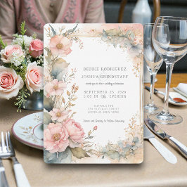 Pfirsich-Aquarell-Blumenhochzeits-Einladung Einladung