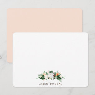 Pfirsich-Aquarell-Blumenpersonalstationery Mitteilungskarte