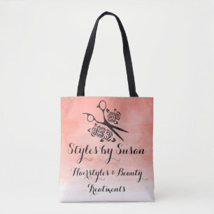Pfirsich-Aquarell-Friseur-Rosen-individualisiertes Tasche