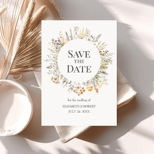 Pfirsich-Aquarell-Wildblumen Save The Date Einladung