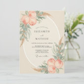 Pfirsich Ätherische Boho-Hochzeit Einladung (Stehend Vorderseite)