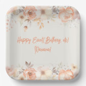 Pfirsich-Beige-Blumen-Blumenparty Pappteller (Vorderseite)